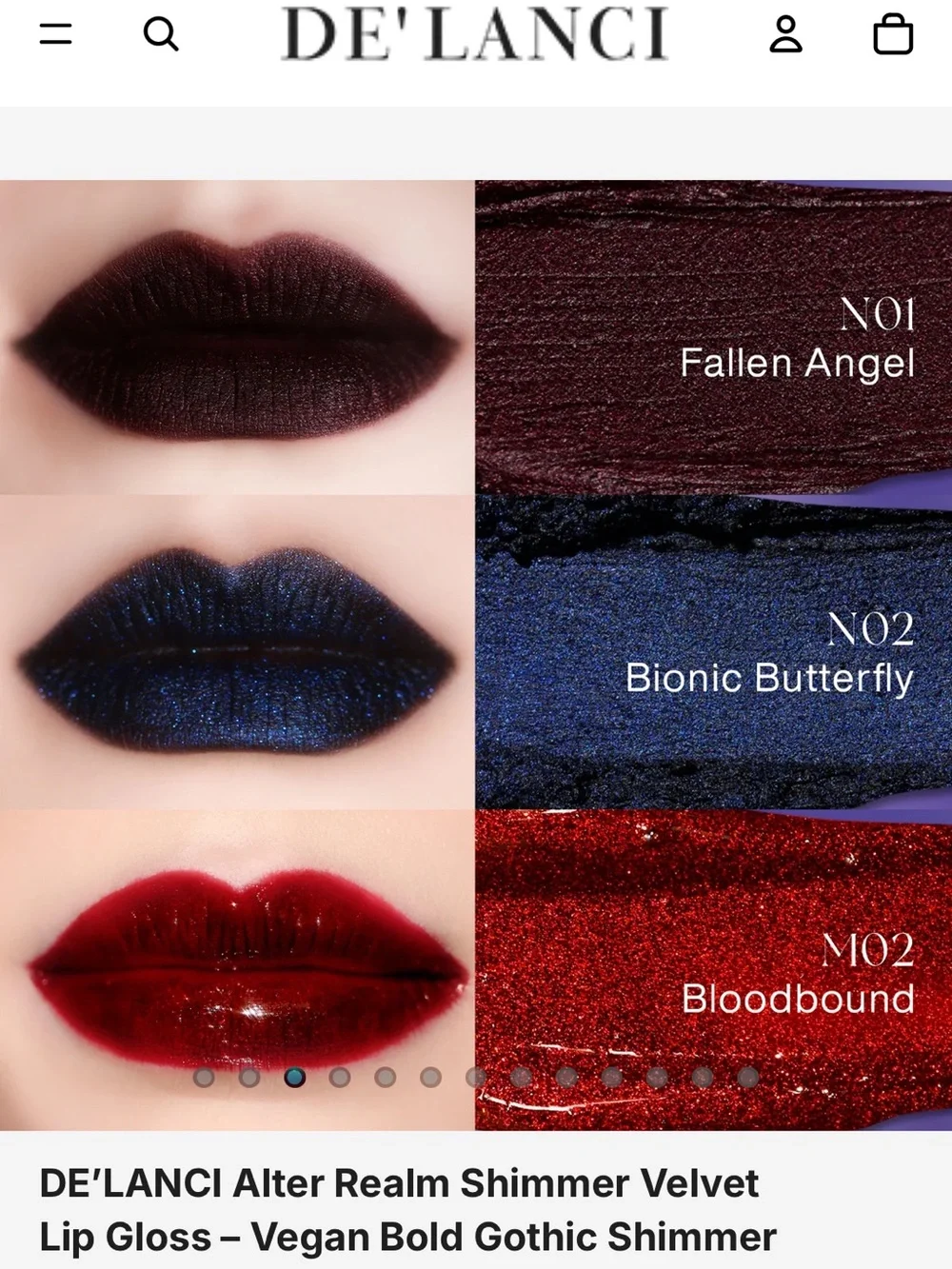 De lanci Shimmer Velvet Lip Gloss - Bionic Butterfly (Deep Blue Shimmer